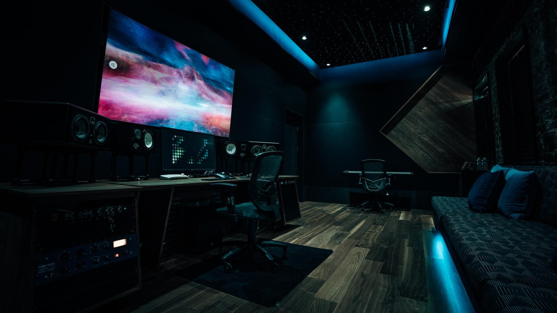 The Phantom recording room under its fiber optic starfield ceiling at Weddington Studios